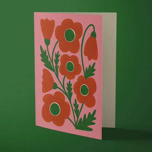 Corn Poppy | Modern-Retro Floral Reusable Greeting Card