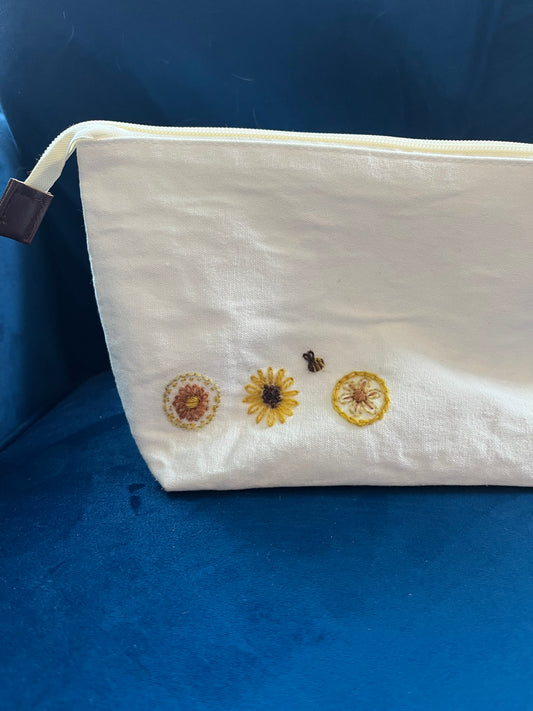 Sunflower Embroidered Pouch Kit