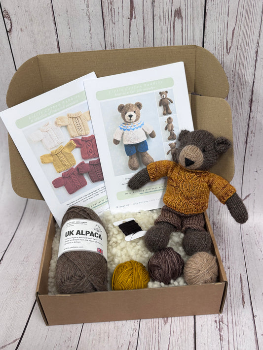 Little Cotton Rabbits Kit - Bear in an Autumnal Cable Sweater