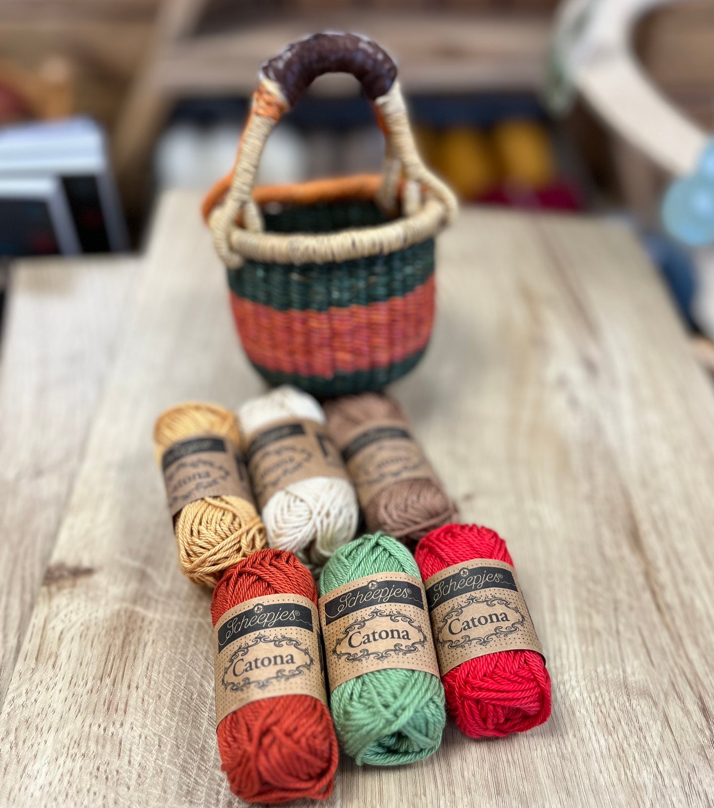 Pick & Mix Mini Balls of Catona Crochet Cotton to go with your choice of Bolga Basket (Copy)