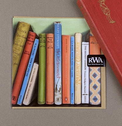Fabulous Bookshelf Art greetings card by Roo Waterhouse