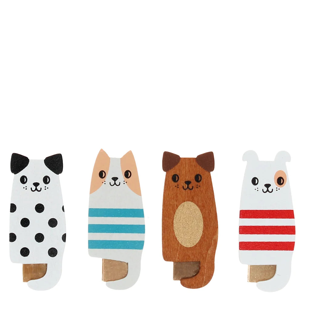 Painted Wooden Dog Paper Pegs