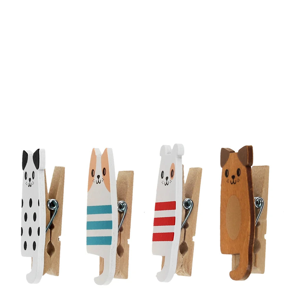 Painted Wooden Dog Paper Pegs