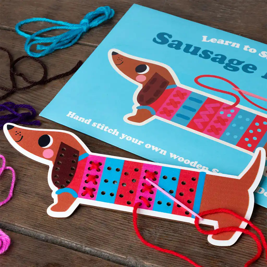 Learn to Sew wooden hand-stitch set - Sausage Dog