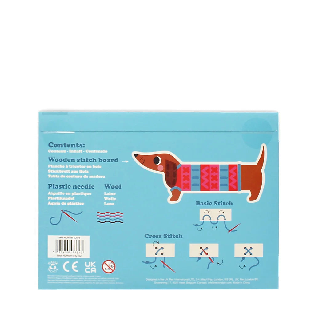 Learn to Sew wooden hand-stitch set - Sausage Dog
