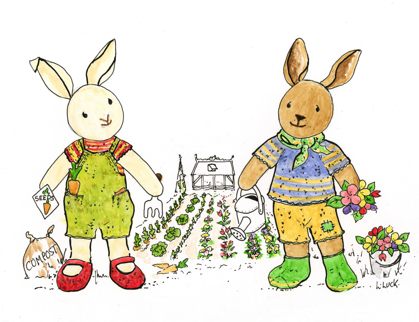 Locket's Year of Little Cotton Rabbits Blank Greetings Cards