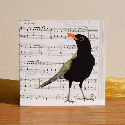 Blackbird on Sheet Music Card (British Birds)