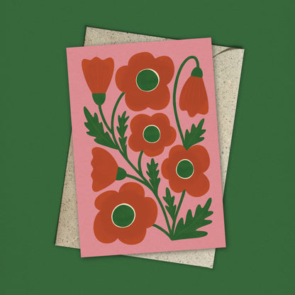 Corn Poppy | Modern-Retro Floral Reusable Greeting Card