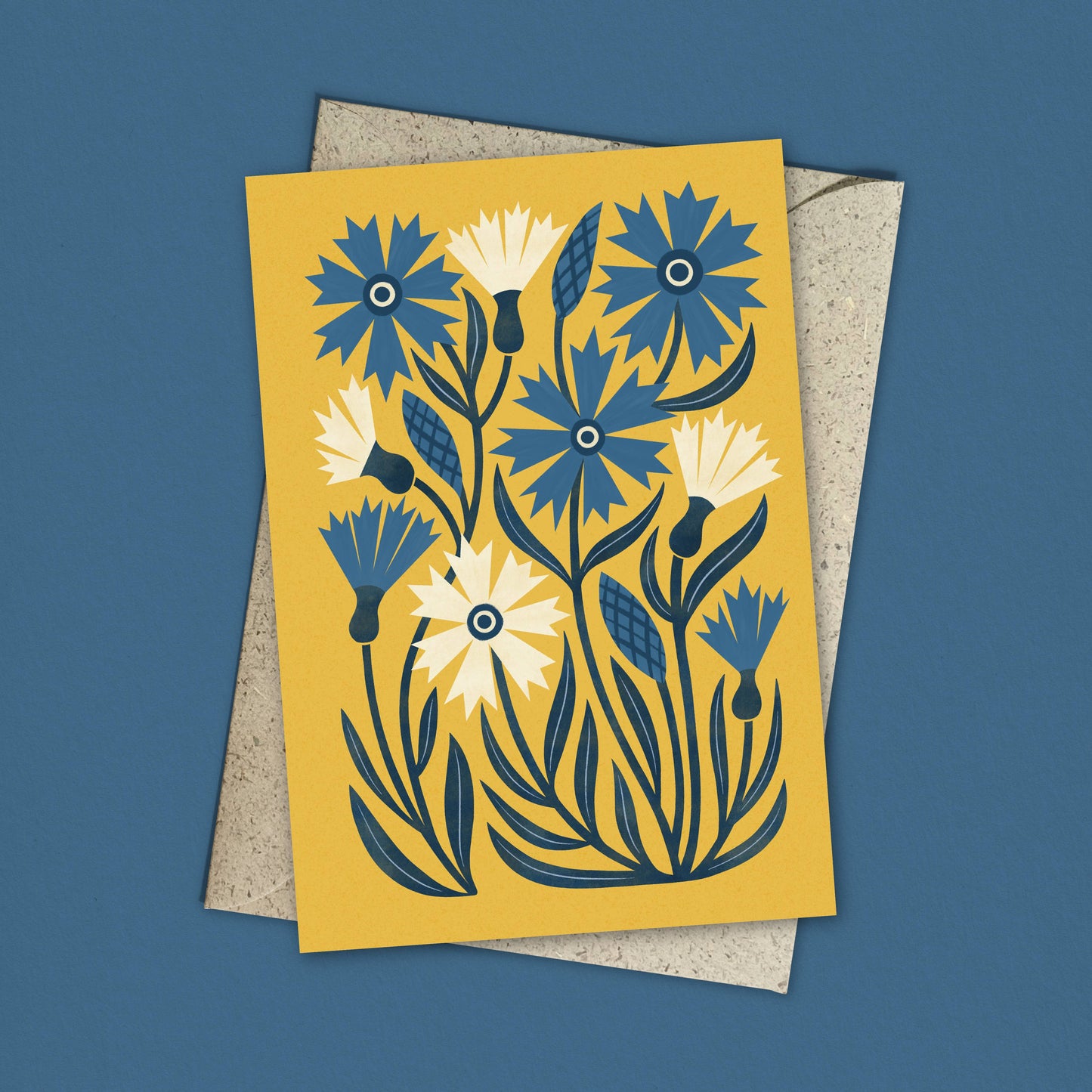 Cornflower | Modern-Retro Floral Reusable Greeting Card