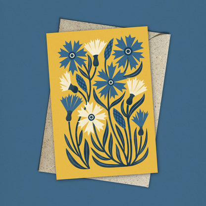 Cornflower | Modern-Retro Floral Reusable Greeting Card