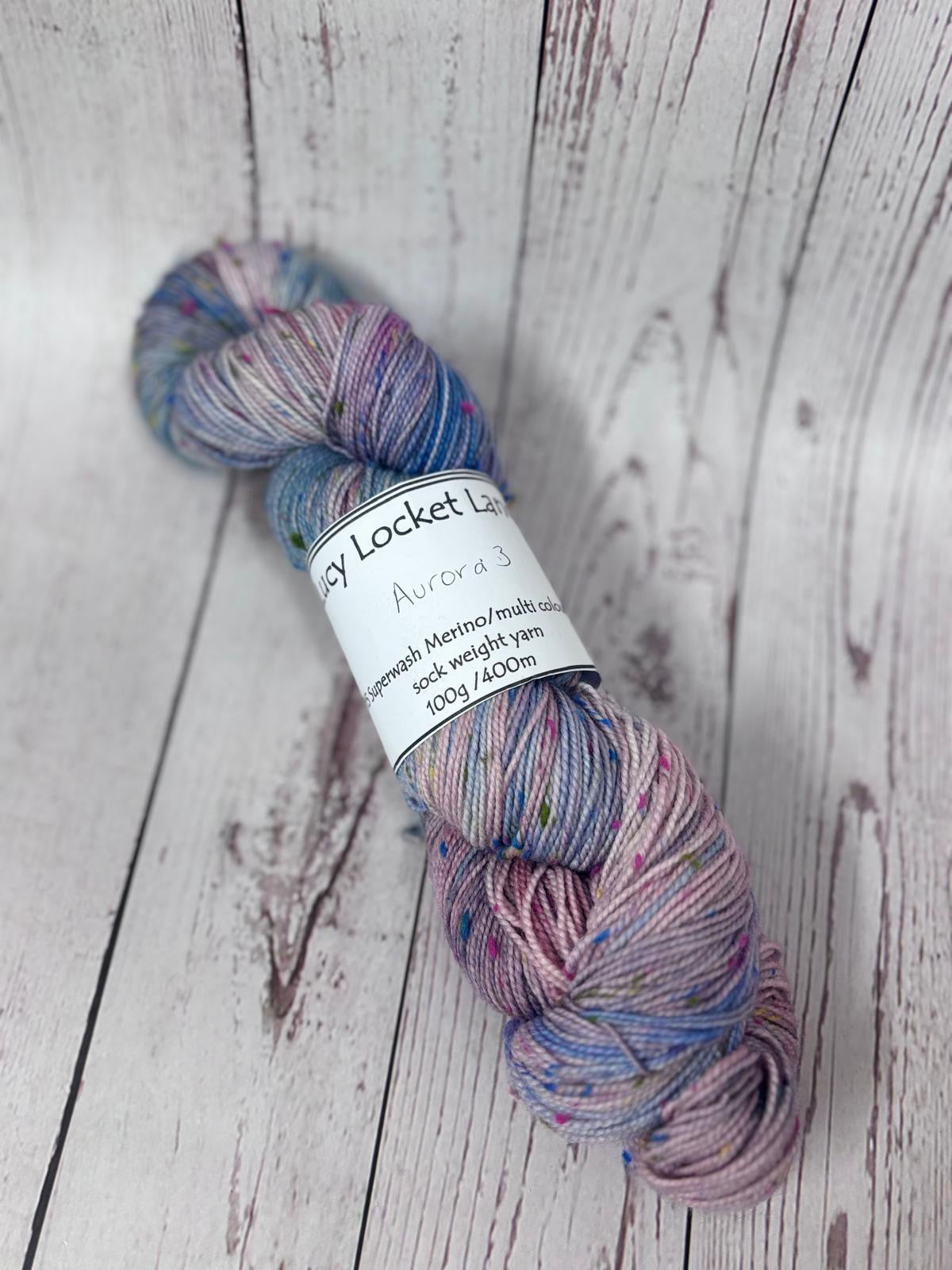 Locket's Hand Dyed 4ply Merino with multi coloured neps