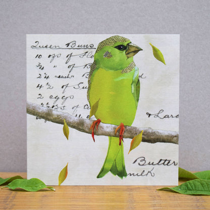 Greenfinch on Queen Buns Recipe (British Birds)