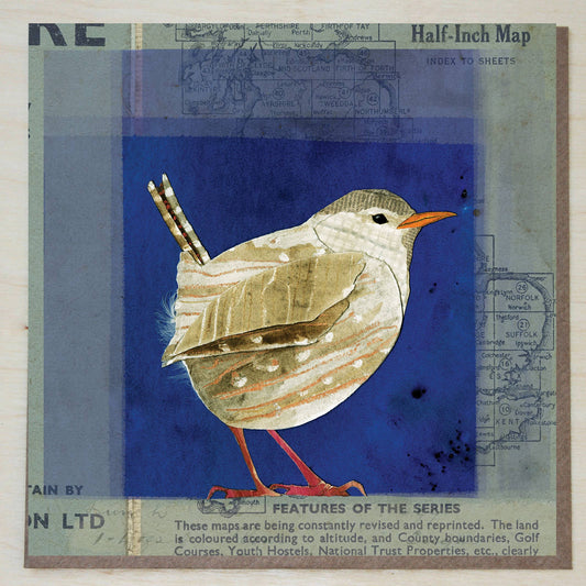 Wren Card - on map (British Birds)