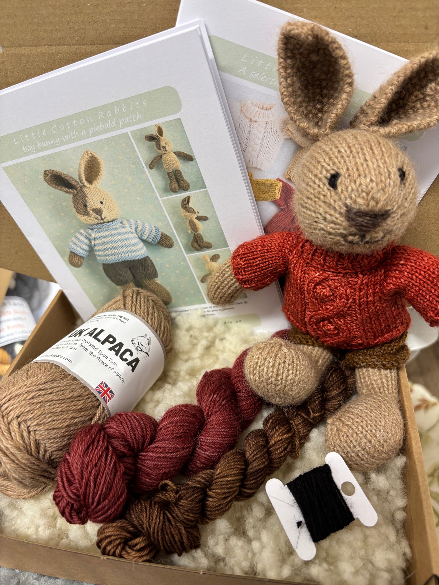 Little Cotton Rabbits Kit - Bunny in an Autumnal Cable Sweater