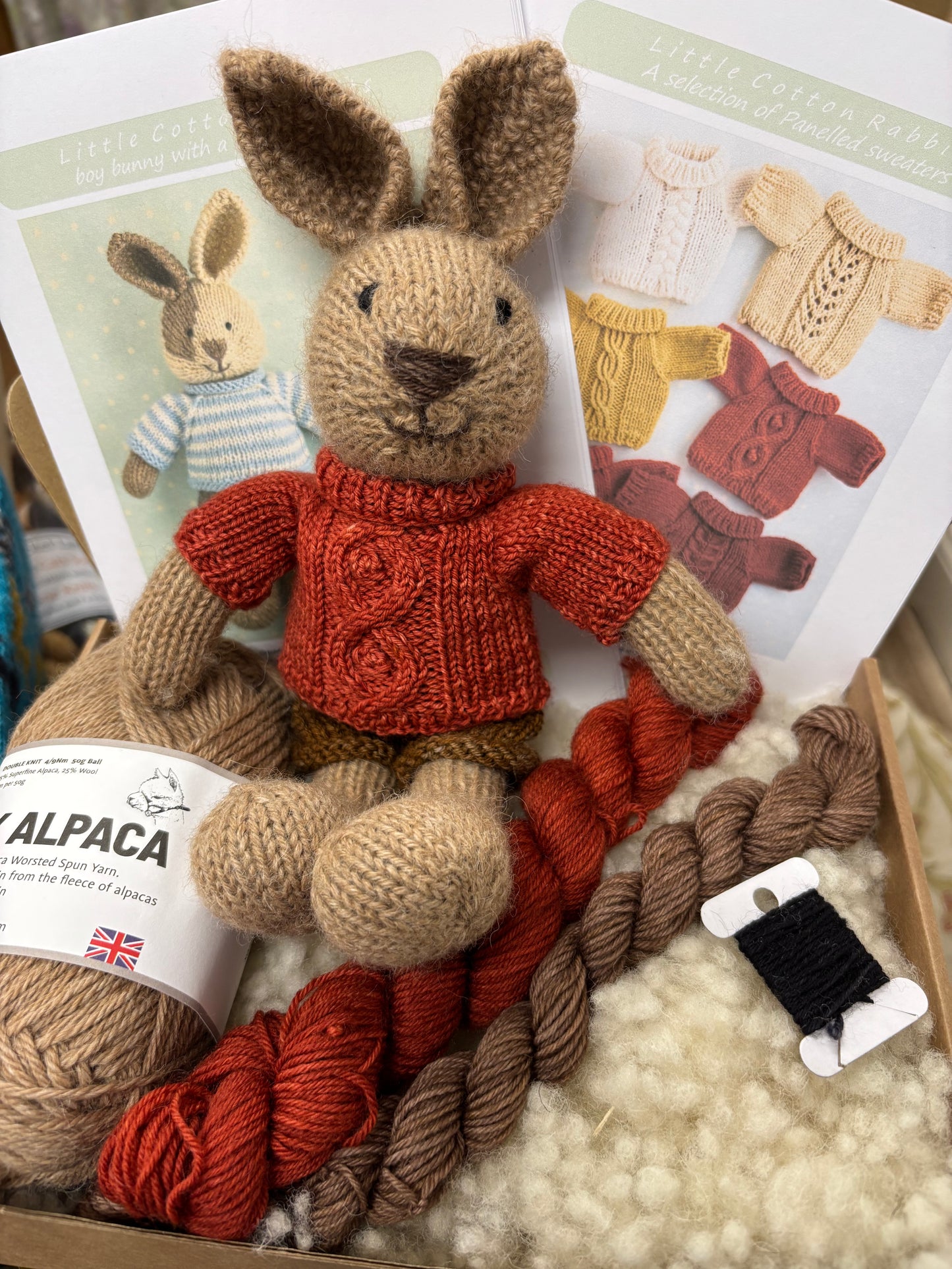 Little Cotton Rabbits Kit - Bunny in an Autumnal Cable Sweater