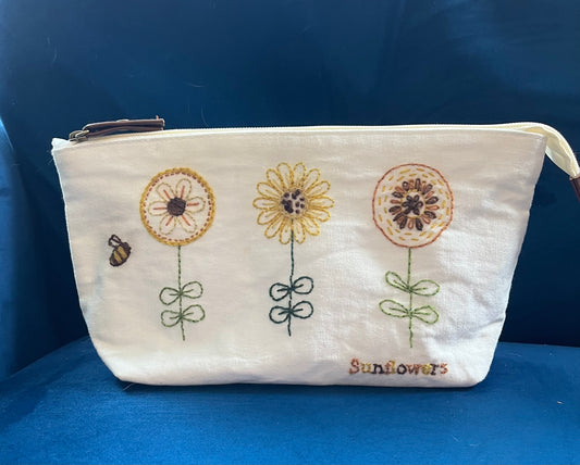 Sunflower Embroidered Pouch Kit