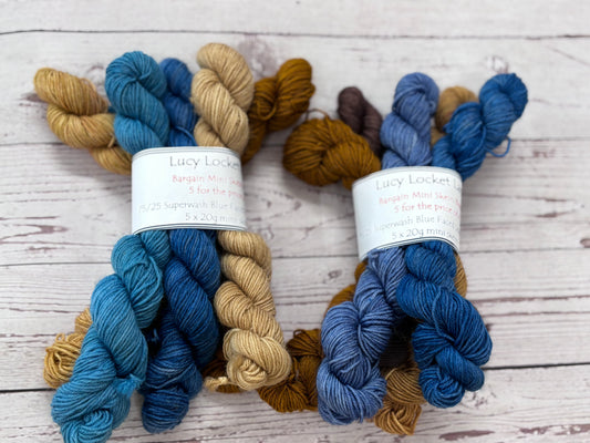 Locket’s “5 for the price of 4” Hand Dyed 4ply BFL/Nylon Sock Yarn Mini Skein Bundles
