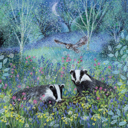 Greetings Card - Moonlight Badgers