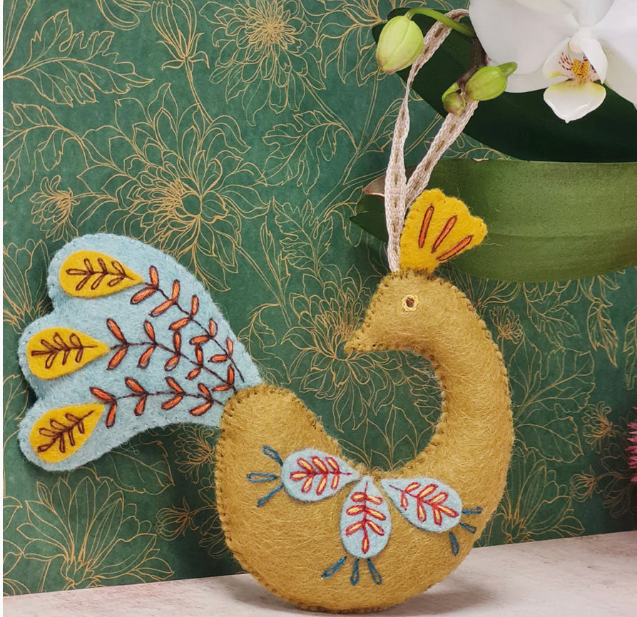 Corinne Lapierre's Folk Embroidered Peacock Felt Craft Mini Kit