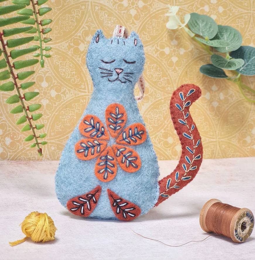 Corinne Lapierre's Folk Embroidered Cat Felt Craft Mini Kit