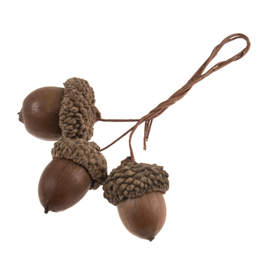 Natural Acorns on Wire: 9 Pieces