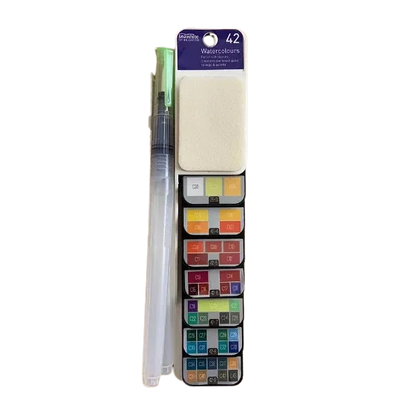 Fan set of 42 Watercolours with 2 paint brushes