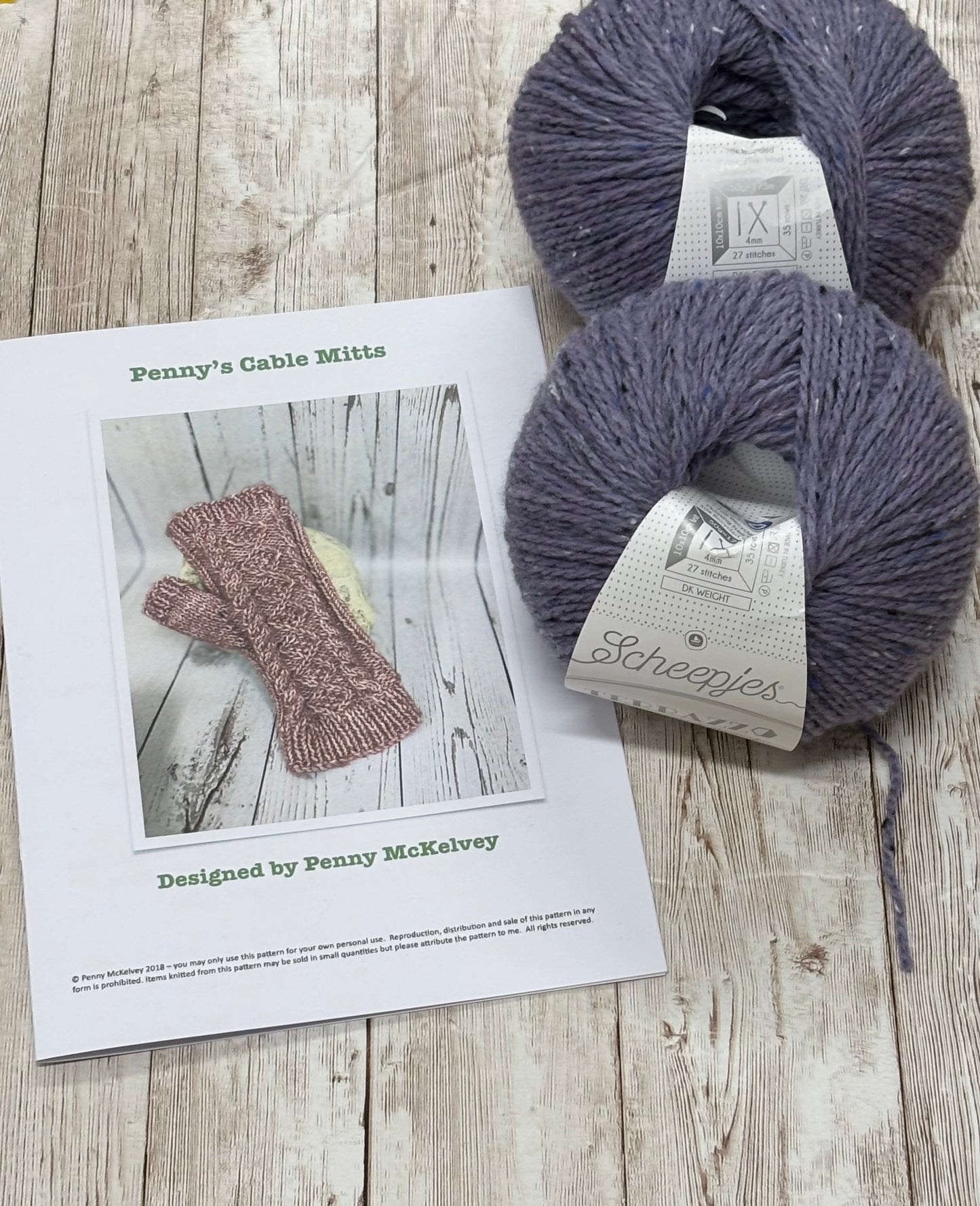 Penny’s Cable Mitts Kit with Scheepjes Terrazzo