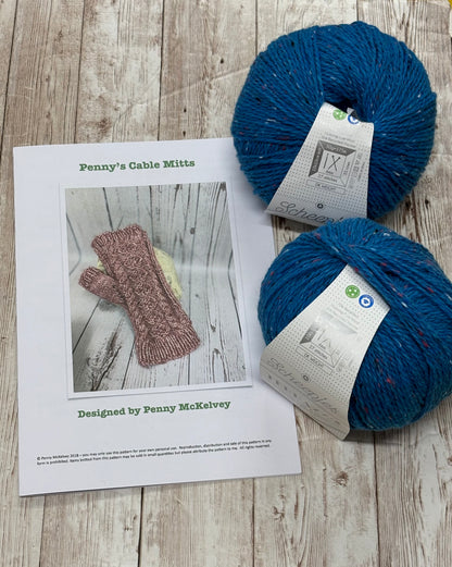 Penny’s Cable Mitts Kit with Scheepjes Terrazzo