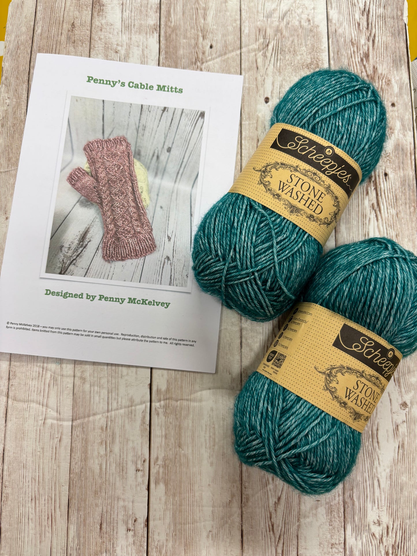 Penny’s Cable Mitts Kit with Scheepjes Stone Washed