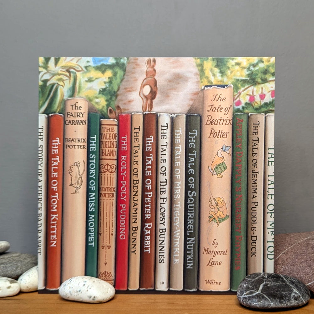 New Bookshelf Art greetings card by Roo Waterhouse