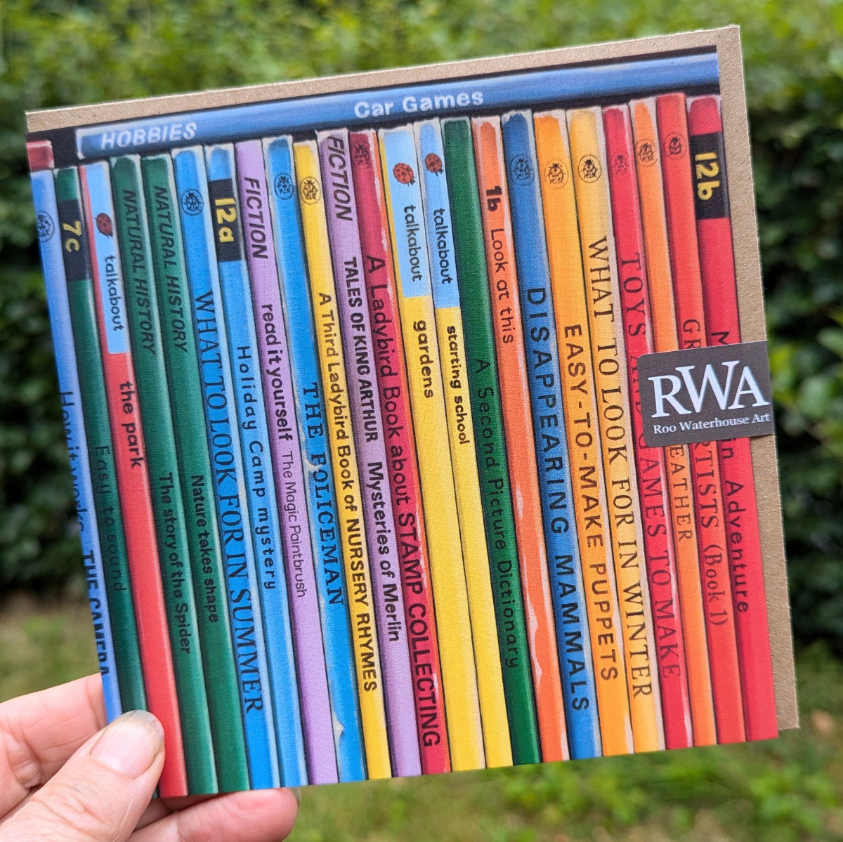 New Bookshelf Art greetings card by Roo Waterhouse