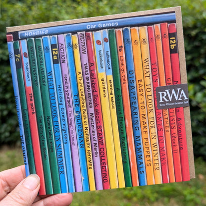 New Bookshelf Art greetings card by Roo Waterhouse