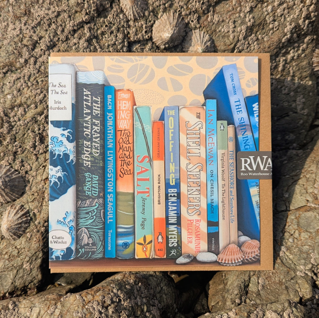 New Bookshelf Art greetings card by Roo Waterhouse