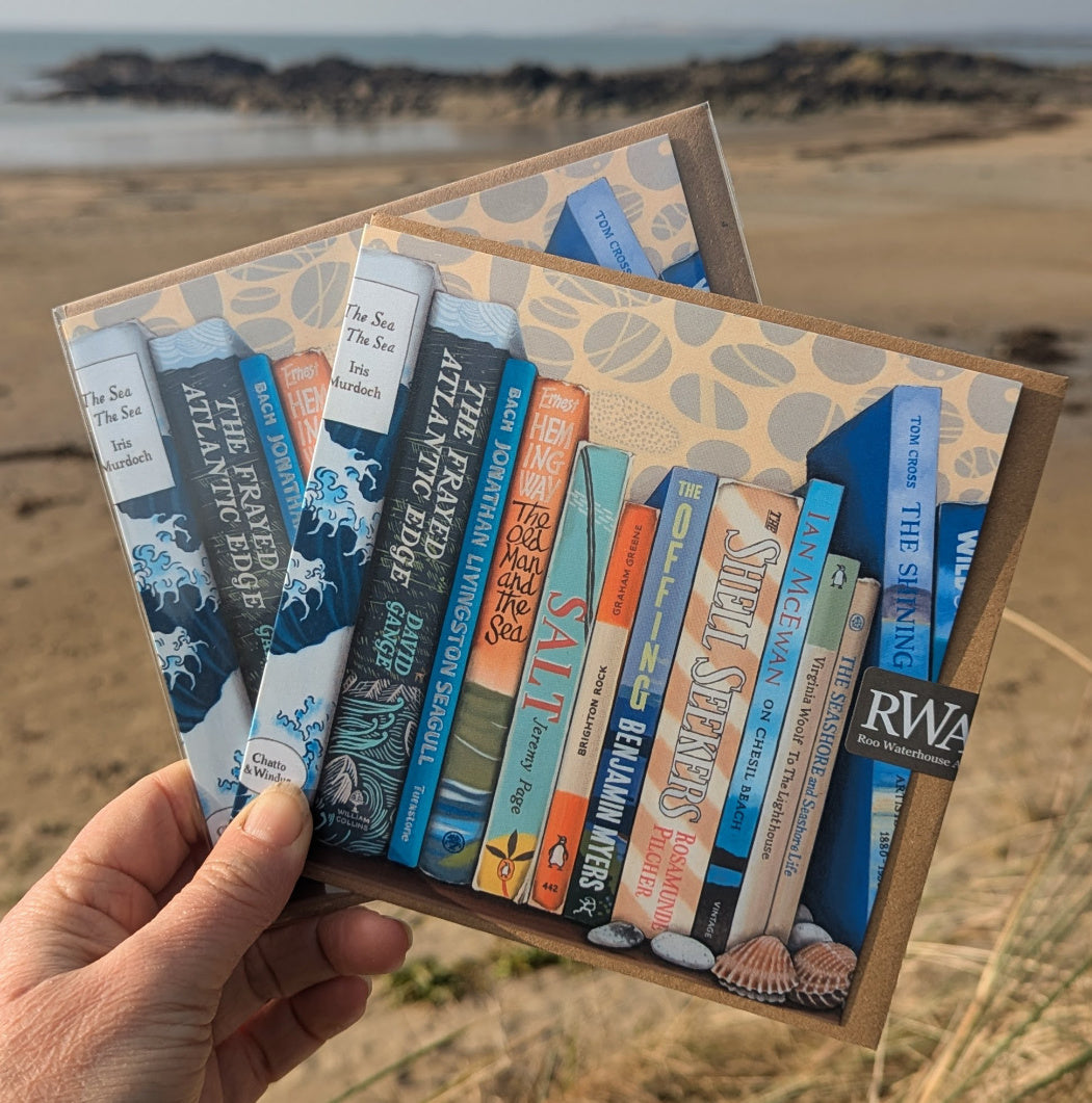 New Bookshelf Art greetings card by Roo Waterhouse