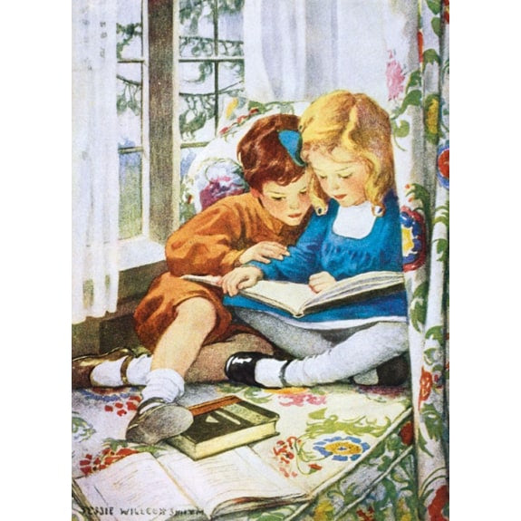 Greetings Card “Children Reading” by Jessie Willcox Smith