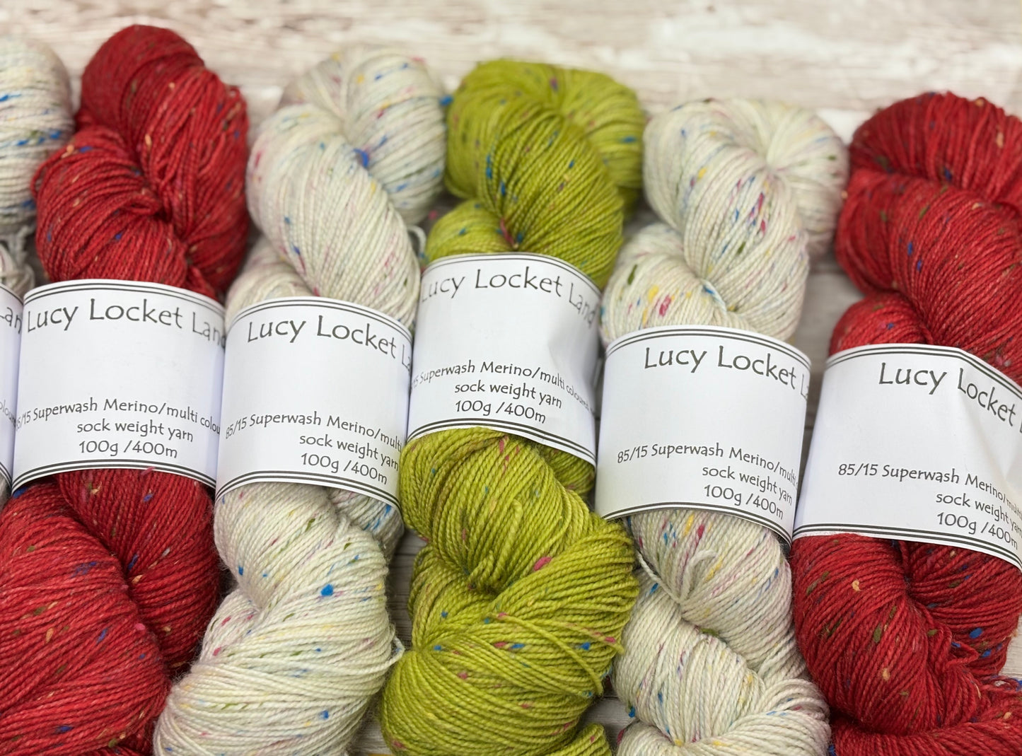 Locket's Hand Dyed 4ply Merino with multi coloured neps