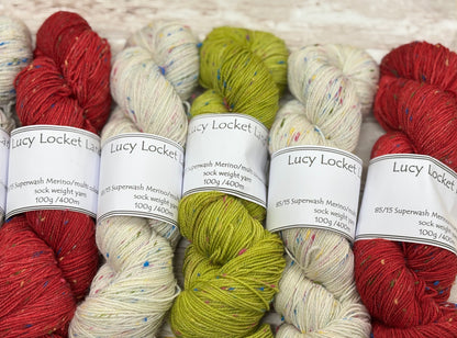Locket's Hand Dyed 4ply Merino with multi coloured neps