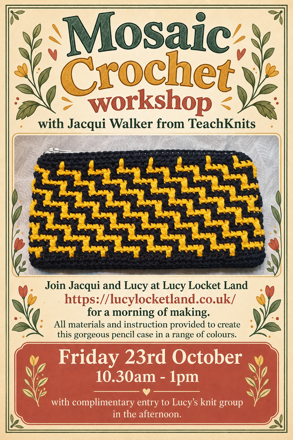 Mosaic Crochet Workshop with Jacqui Walker - Friday 23rd October 10.30-1