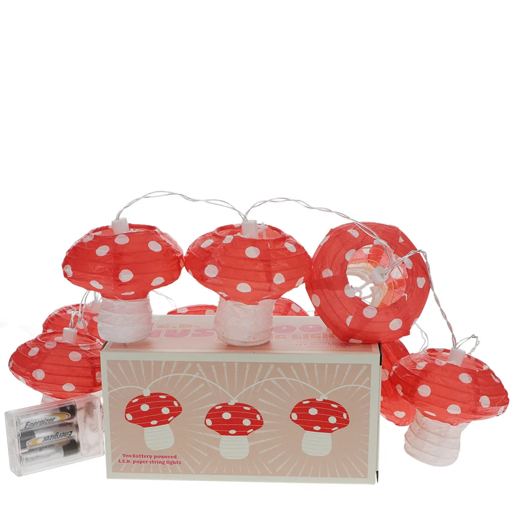 String of Paper Toadstool Fairy Lights