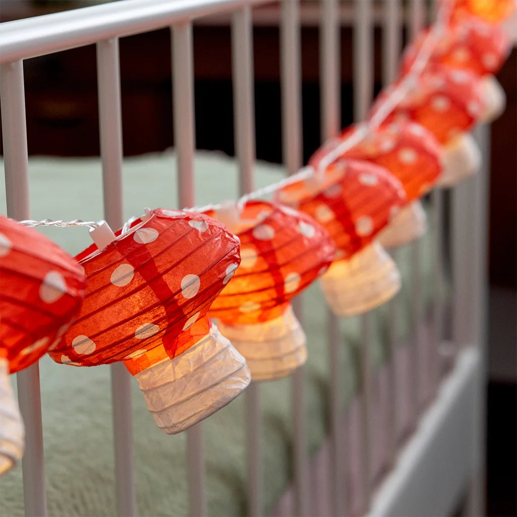 String of Paper Toadstool Fairy Lights