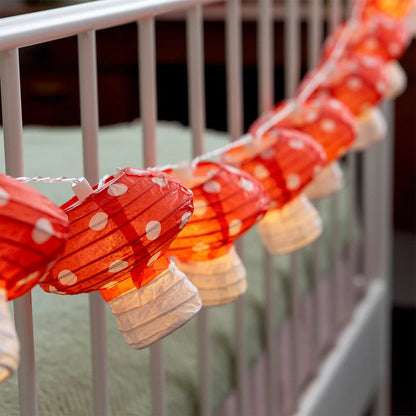 String of Paper Toadstool Fairy Lights