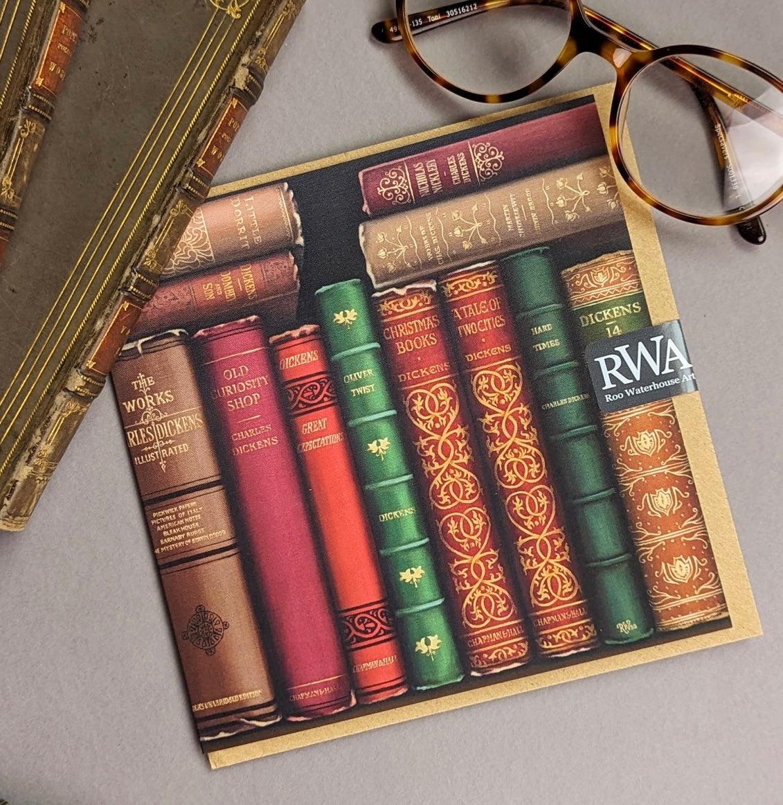 Fabulous Bookshelf Art greetings card by Roo Waterhouse