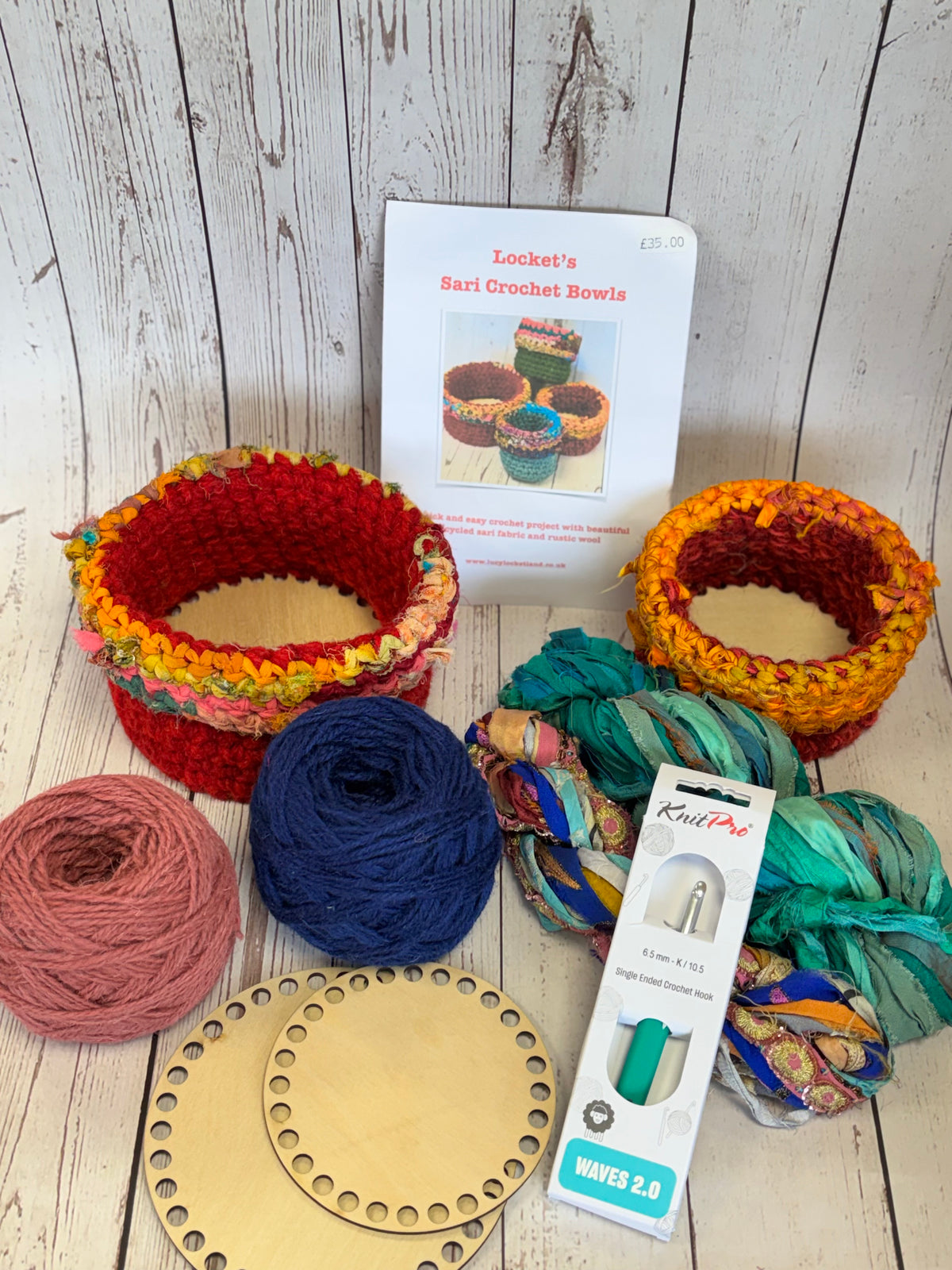 Sari Ribbon Crochet Bowl Kit - makes 2