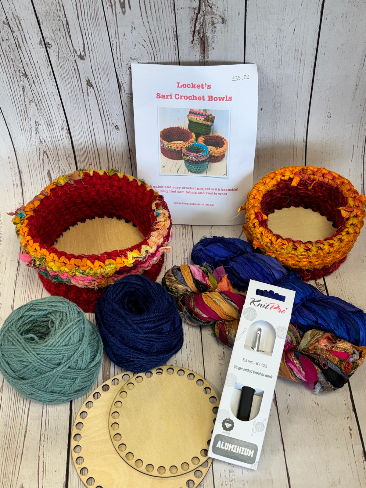 Sari Ribbon Crochet Bowl Kit - makes 2