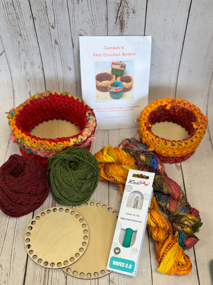 Sari Ribbon Crochet Bowl Kit - makes 2