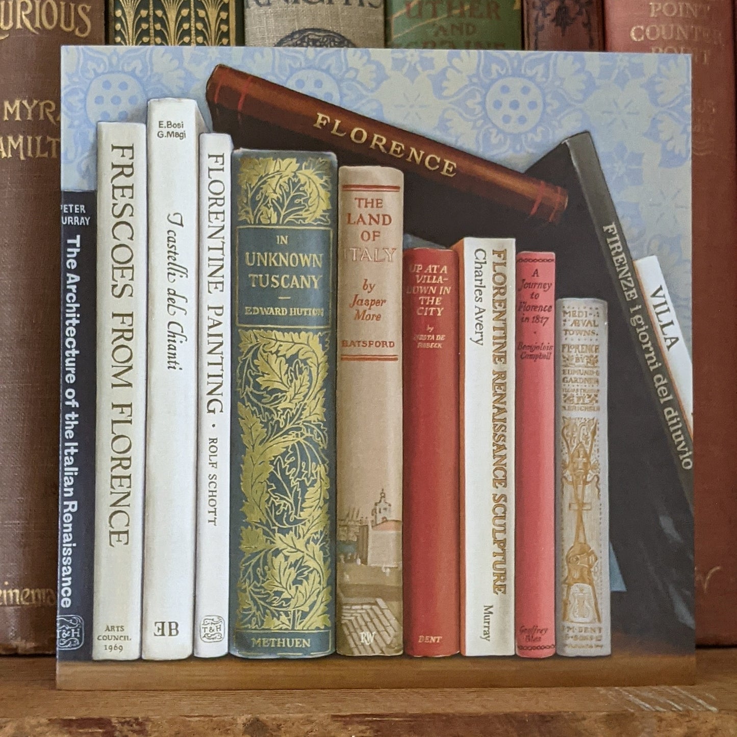 Fabulous Bookshelf Art greetings card by Roo Waterhouse