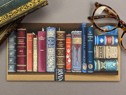 Fabulous Bookshelf Art greetings card by Roo Waterhouse