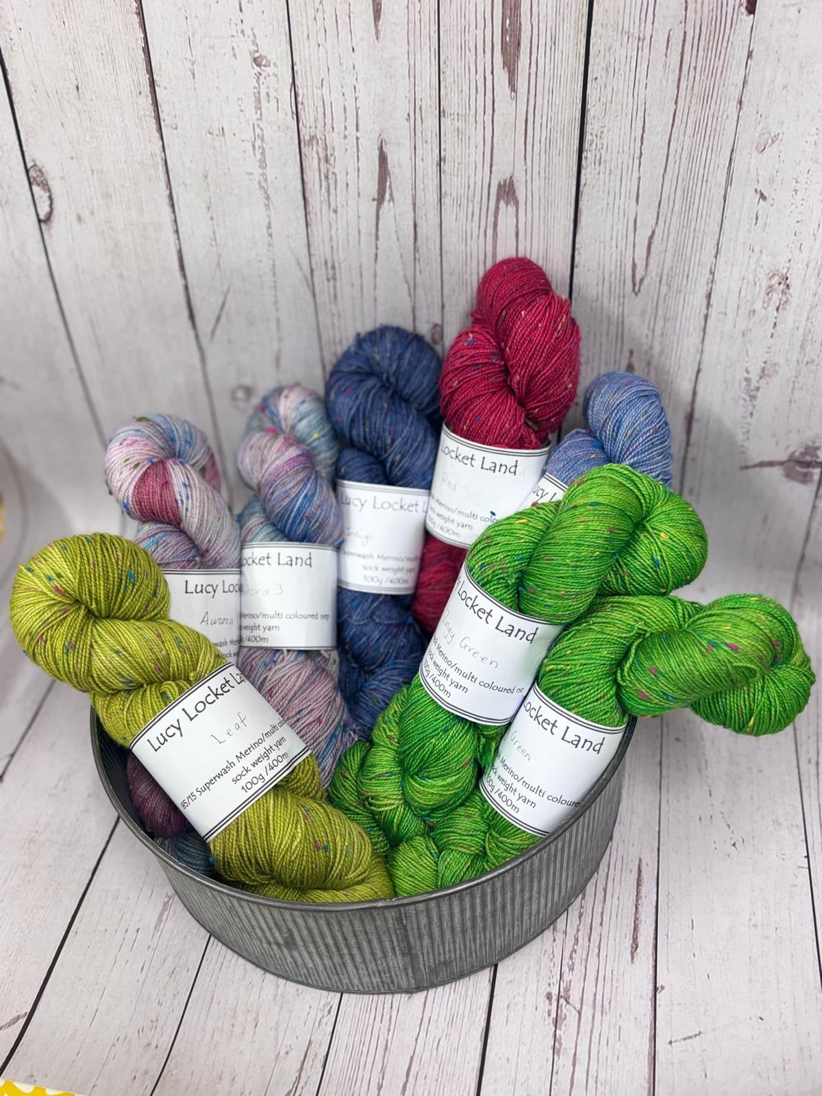 Locket's Hand Dyed 4ply Merino with multi coloured neps