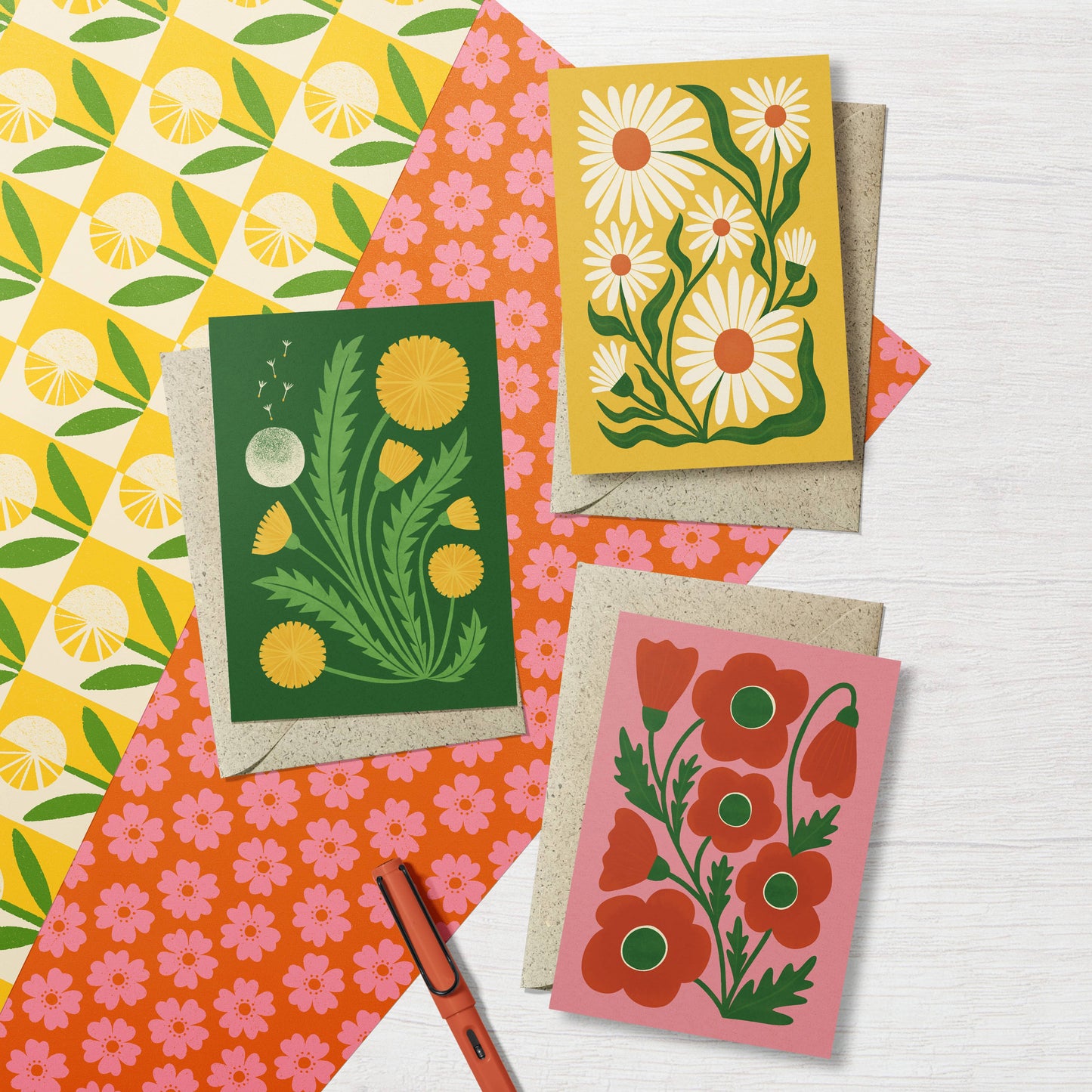 Corn Poppy | Modern-Retro Floral Reusable Greeting Card