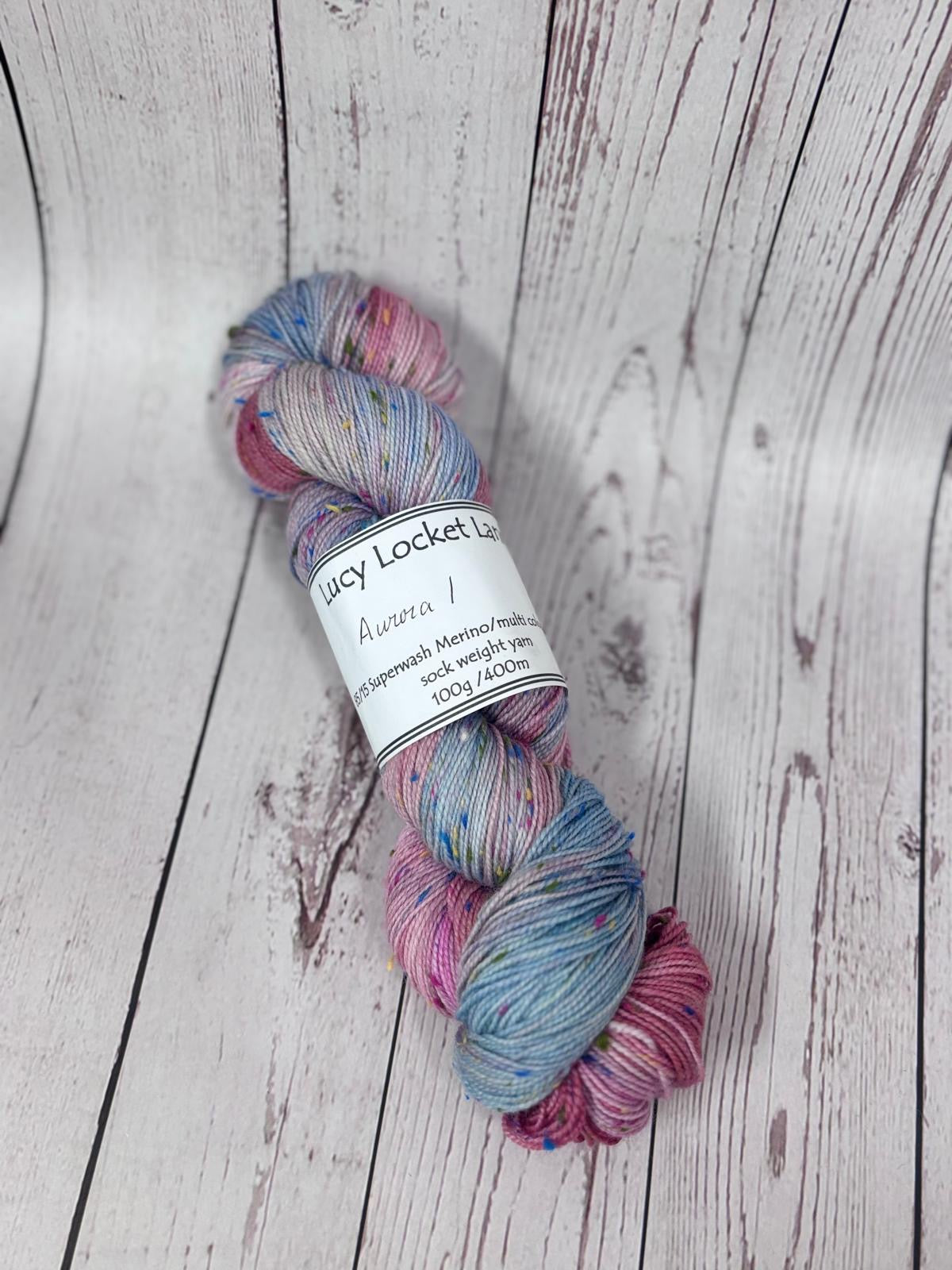 Locket's Hand Dyed 4ply Merino with multi coloured neps